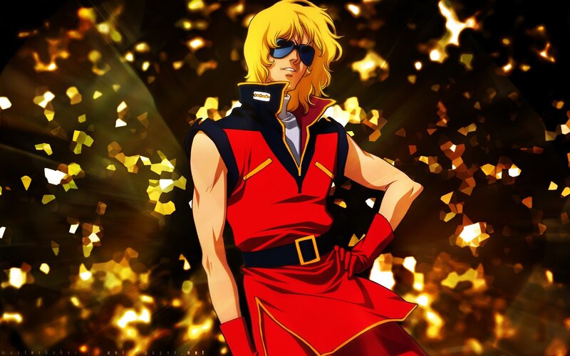 Blond Anime Character — Red, Dramatic, Sunglasses