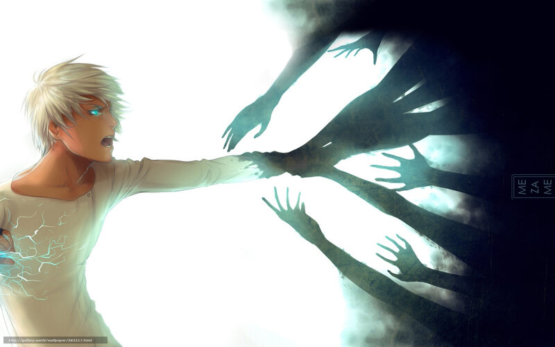 Blond Anime Character — White, Dramatic, Digital Art