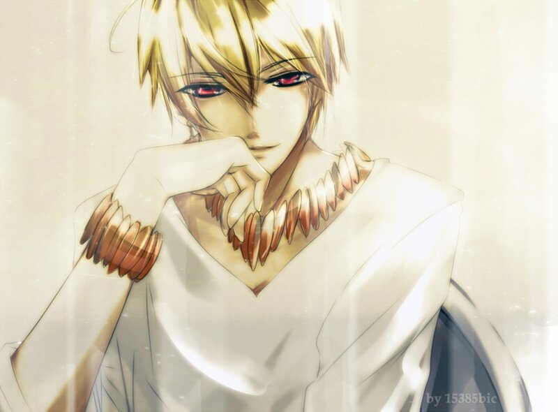 Blond Anime Character — White, Dramatic, Red Eyes