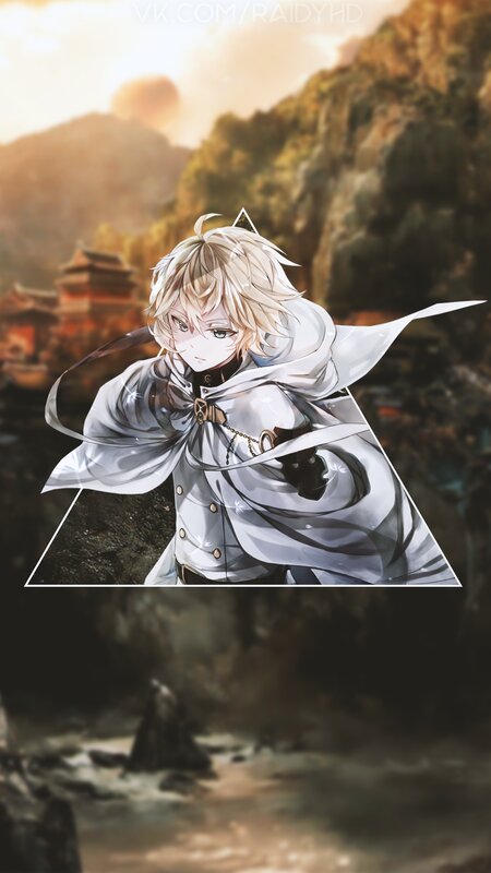 Blond Anime Character — White, Dramatic, Sunset, Mountain