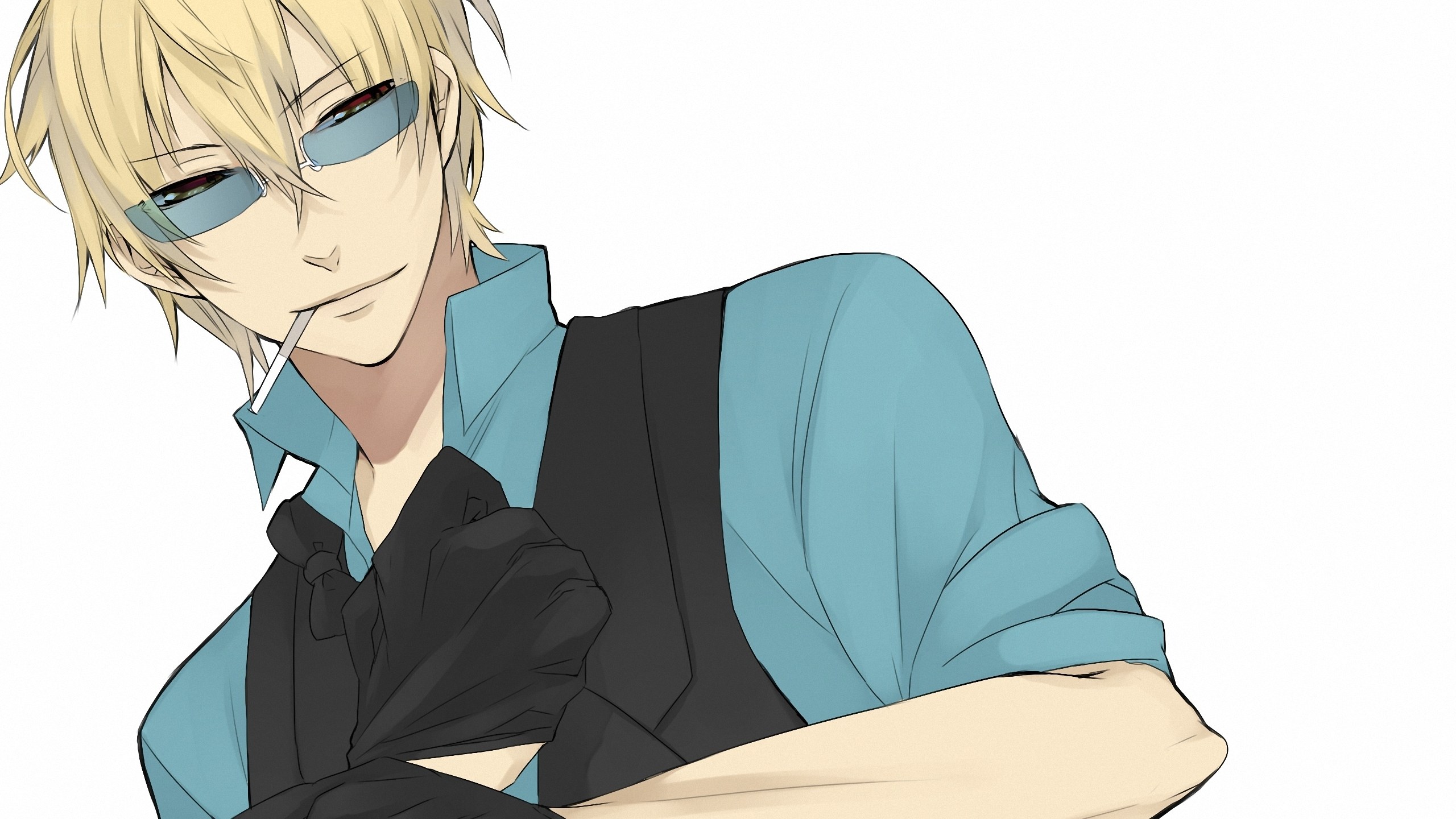 blond anime character with sunglasses