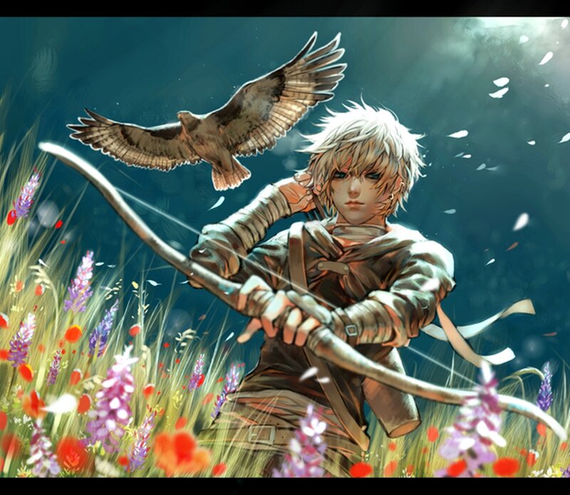 Blond Archer with Bird