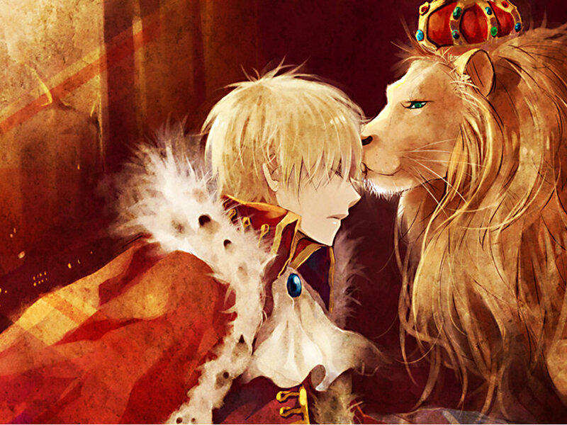Blond Boy and Lion
