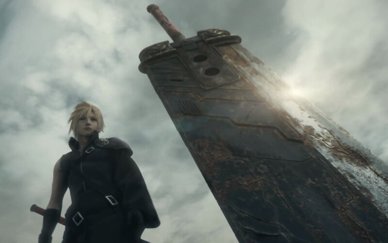 Blond Character with Large Sword — Gray, Dramatic