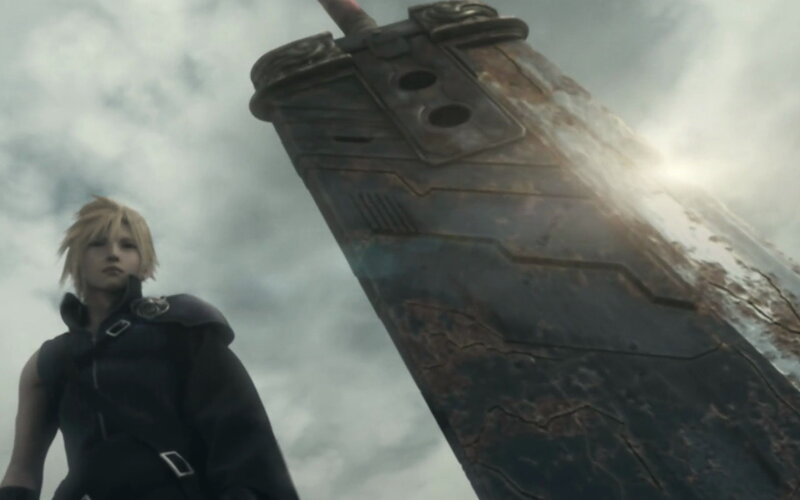 Blond Character with Large Sword — Gray