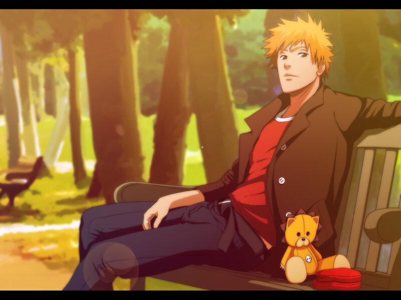 Blond-haired Man on Bench