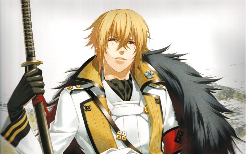 Blond-haired Man with Sword — White, Dramatic