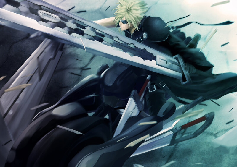 Blond-haired Warrior with Sword — Black
