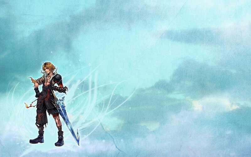 Blond-haired Warrior with Sword — Blue