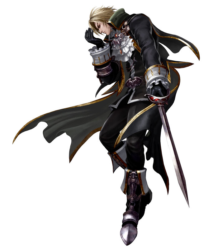 blond knight in black armor