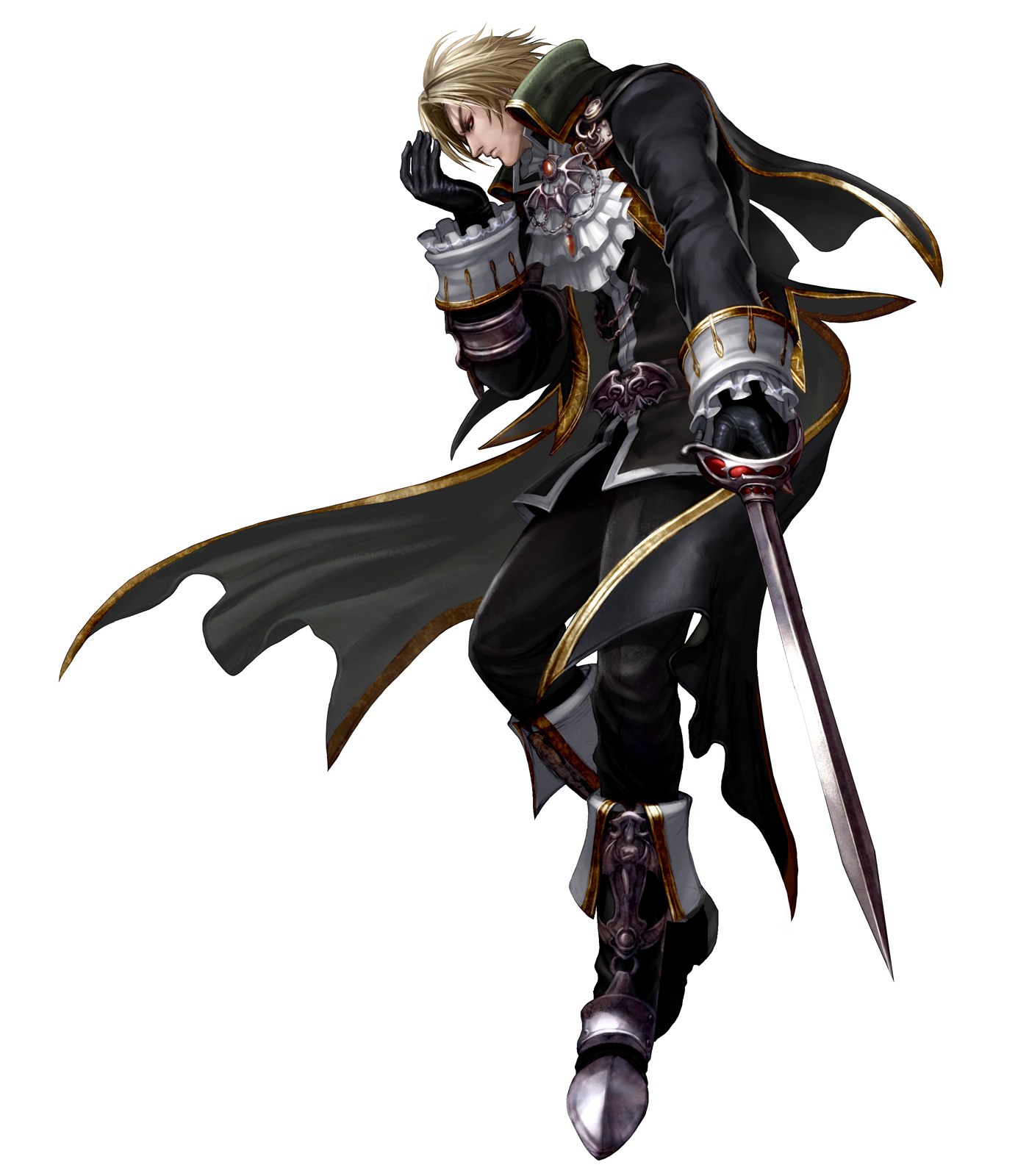blond knight in black armor