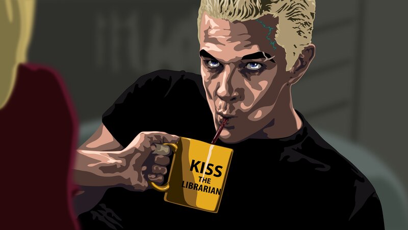 Blond Man Drinking from Mug