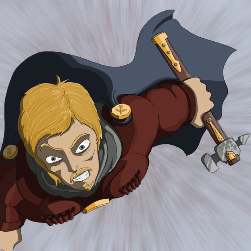 Blond Man in Red Armor