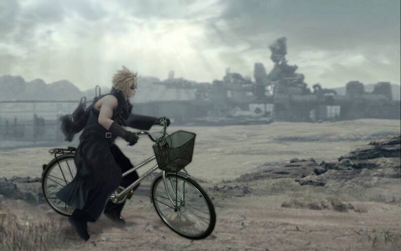 Blond Man on Bicycle