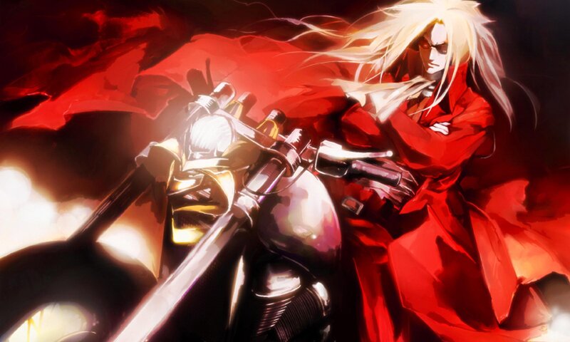 Blond Man on Motorcycle — Red