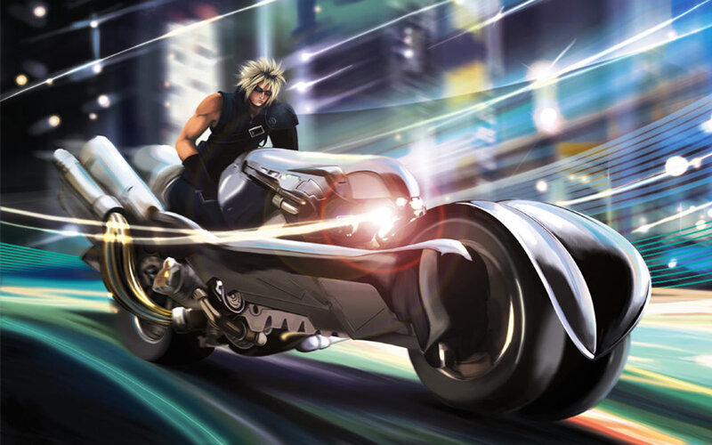 Blond Man on Motorcycle