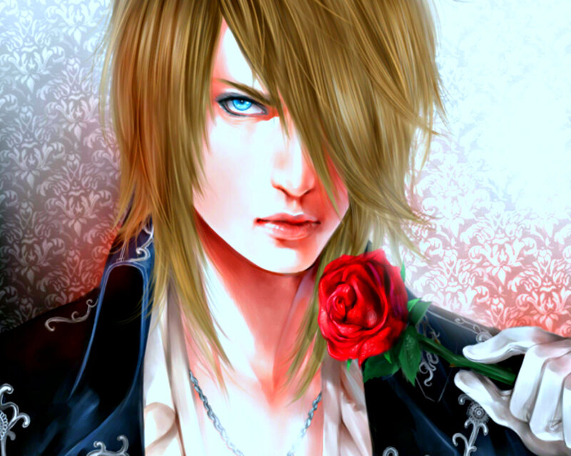 Blond Man with Rose