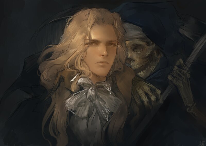 Blond Man with Skeleton