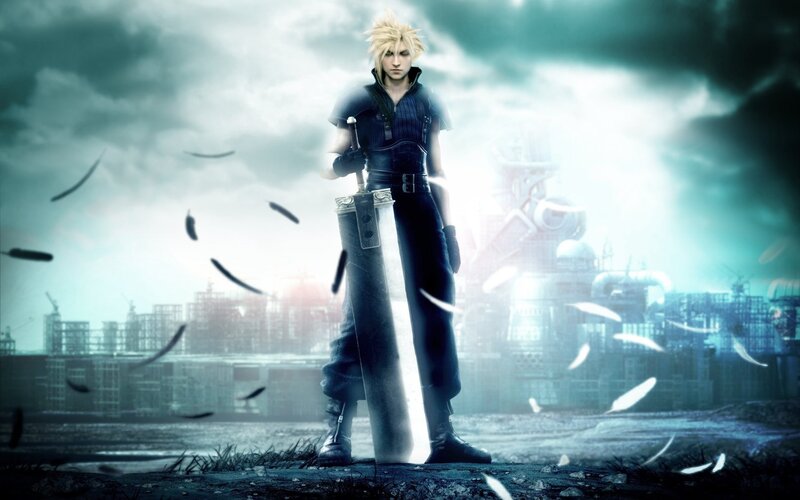 Blond Man with Sword — Blue, Dramatic, Digital Art, City Ruins