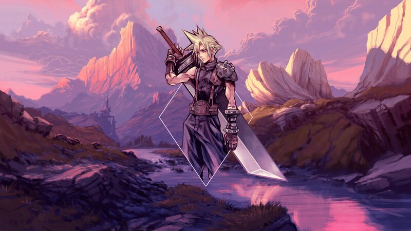 Blond Man with Sword — Purple
