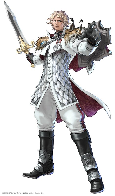 Blond Man with Sword — White, Dramatic
