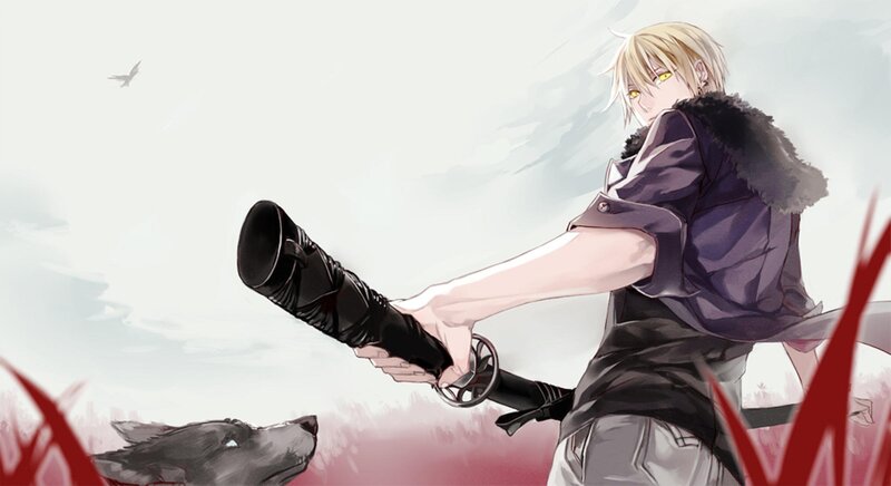 Blond Man with Sword — White