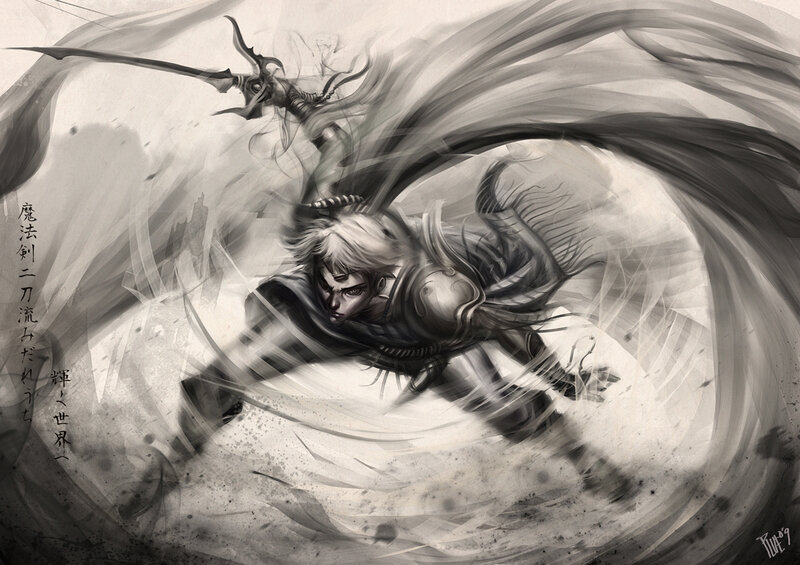 Blond Warrior in Motion