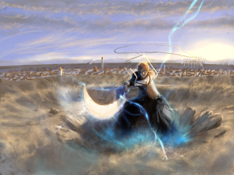 Blond Warrior in Storm