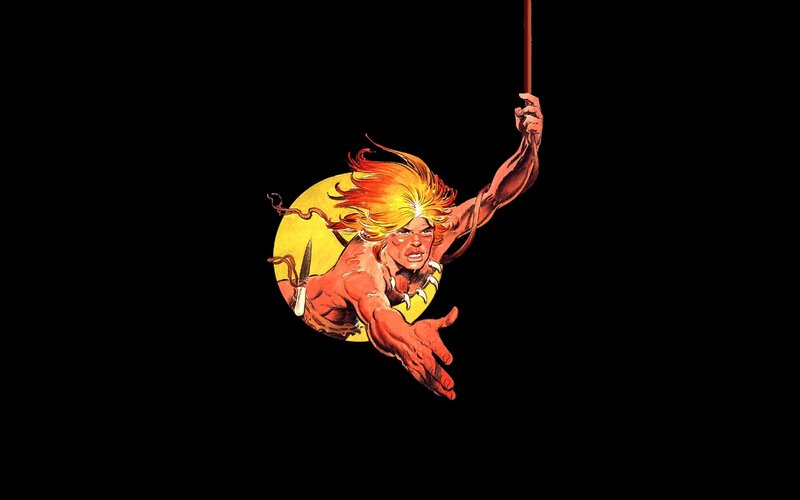 Blond Warrior Swinging on Rope