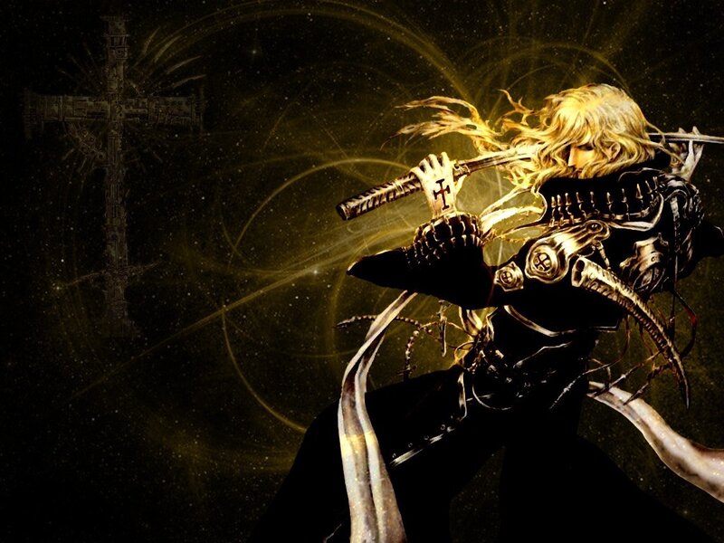 Blond Warrior with Sword — Black, Dramatic, Night