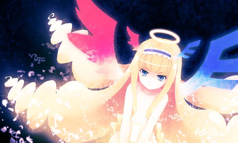 Blonde Angel Girl — Blue, Dramatic, Night, Anime
