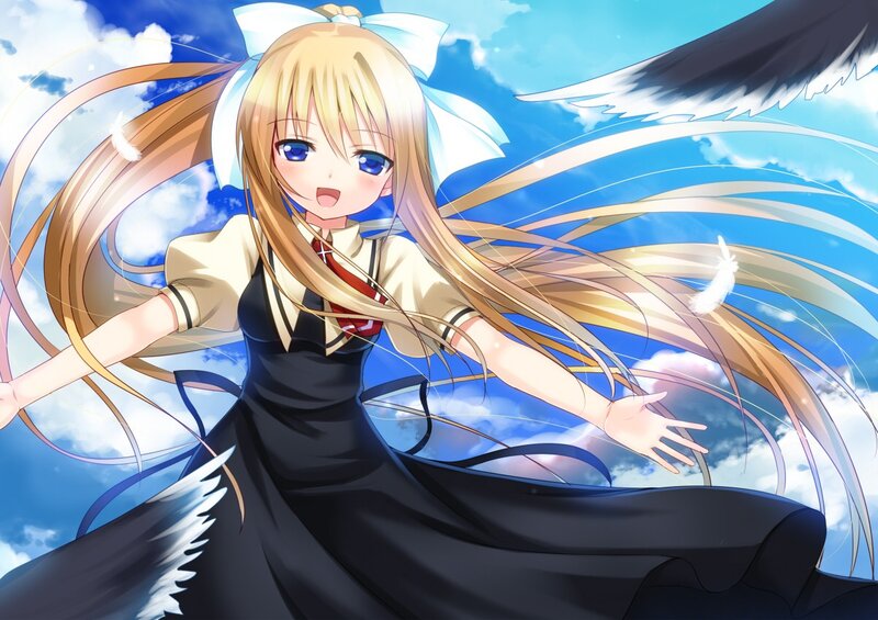 blonde angel girl in sky