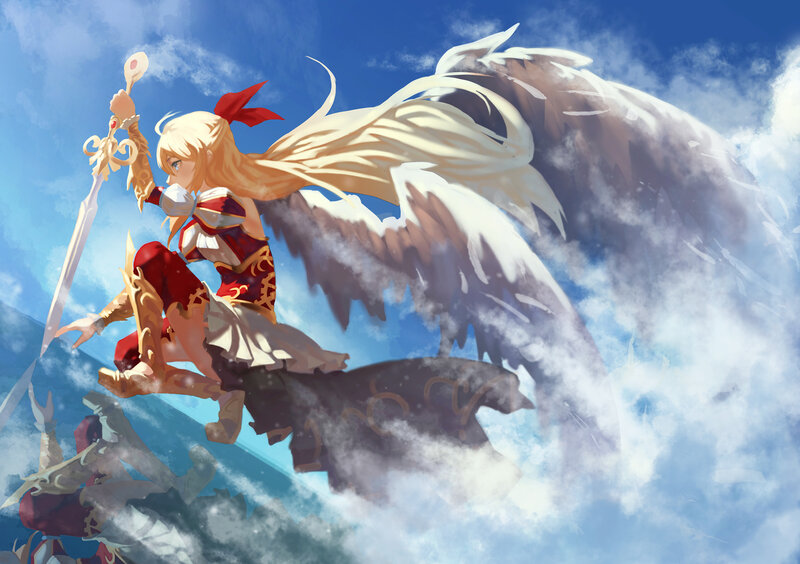 Blonde Angel Warrior — Blue, Dramatic
