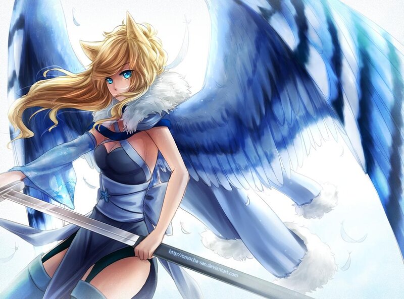 Blonde Angel Warrior — Blue