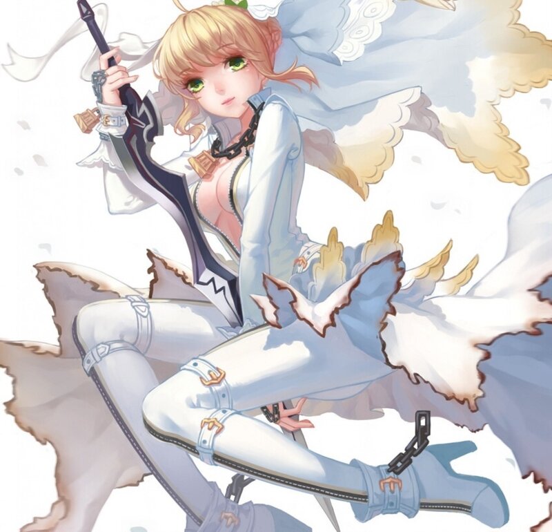 Blonde Angel Warrior — White, Dramatic, Anime