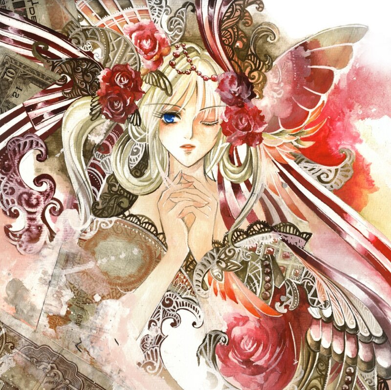 Blonde Angel with Roses