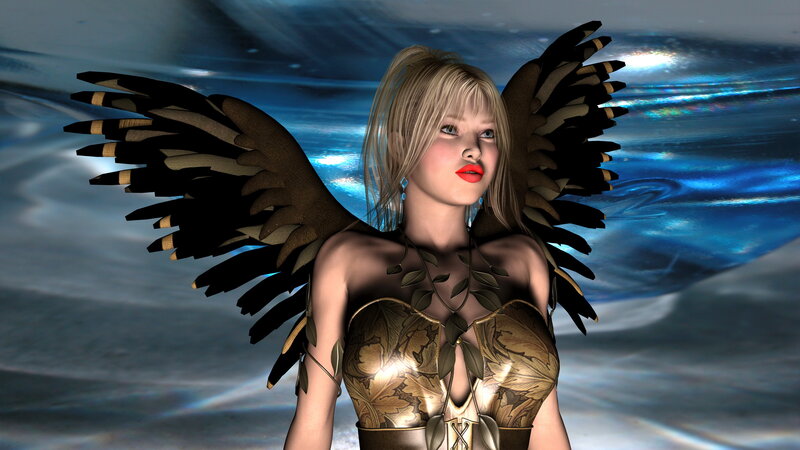 blonde angel with wings