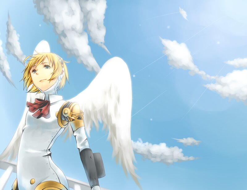 Blonde Angel with Wings — Blue