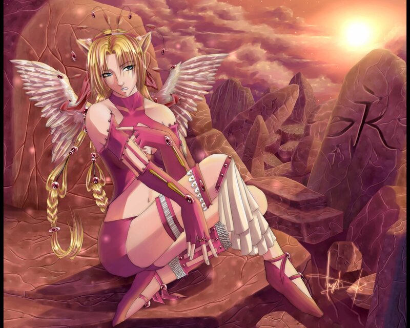 Blonde Angel with Wings — Pink