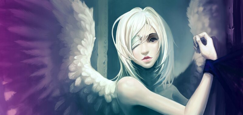Blonde Angel Woman — White