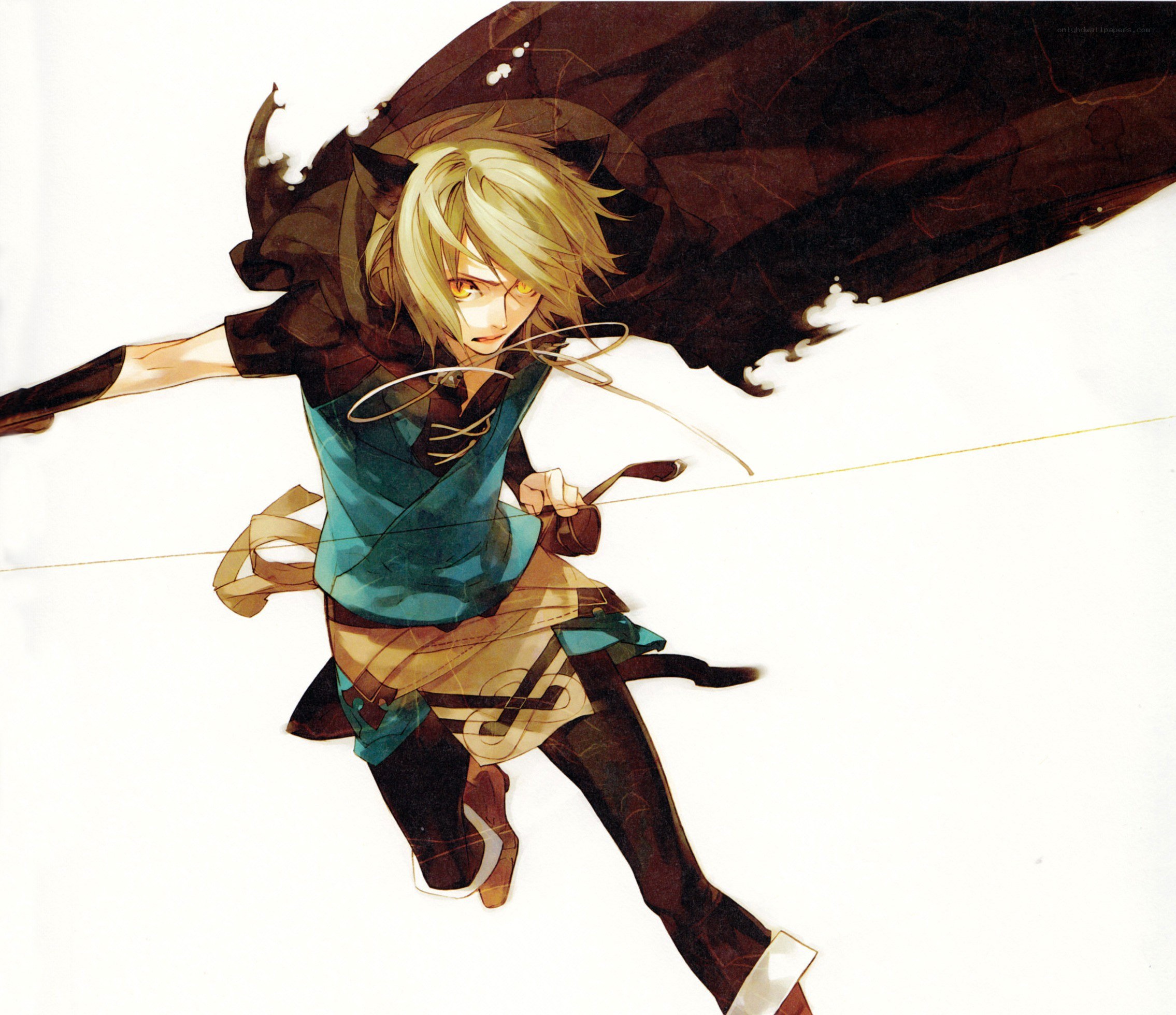 blonde anime archer in motion