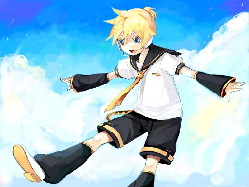 Blonde Anime Boy — Blue, Playful