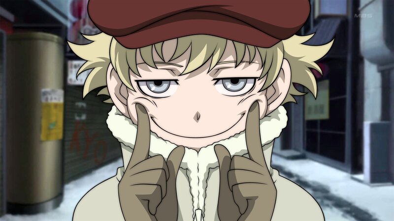 Blonde Anime Boy — White, Playful