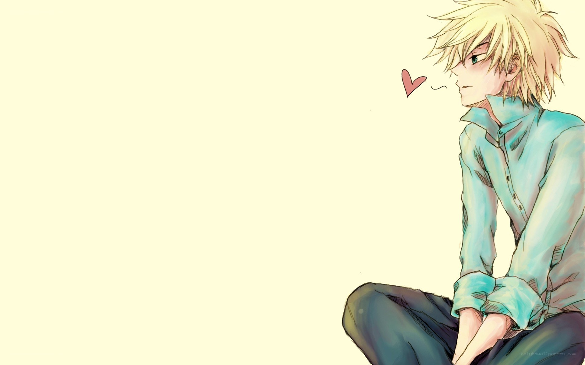 blonde anime boy with heart