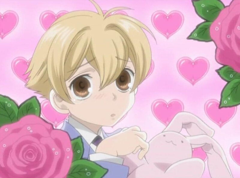 blonde anime boy with roses
