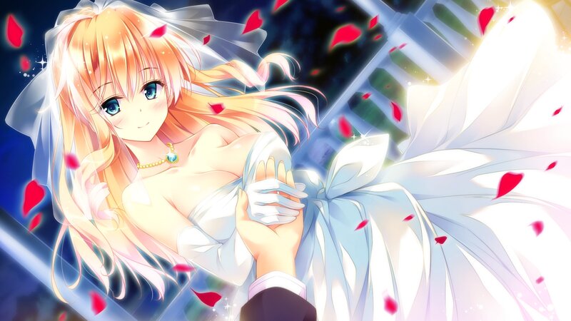 Blonde Anime Bride — White, Romantic
