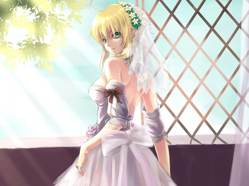 Blonde Anime Bride — White, Serene, Morning