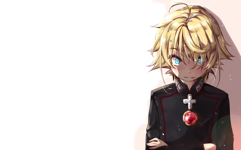 Blonde Anime Character — Black, Calm, Blue Eyes