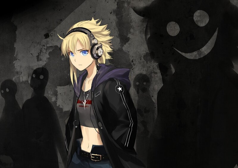 Blonde Anime Character — Black, Dark, Mysterious