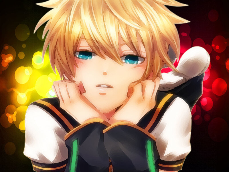 Blonde Anime Character — Black, Dramatic, Blue Eyes
